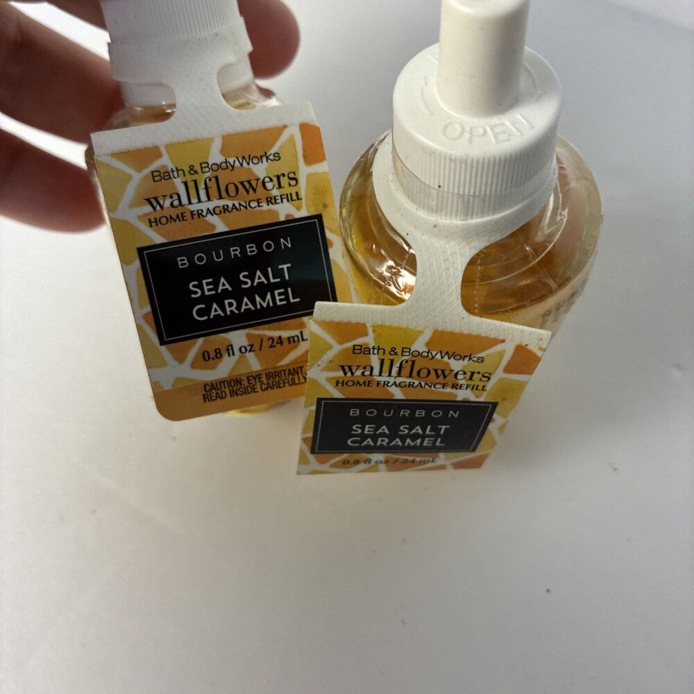 2 BATH BODY WORKS BOURBON SEA SALT CARAMEL WALLFLOWER FRAGRANCE REFILL BULB PLUG